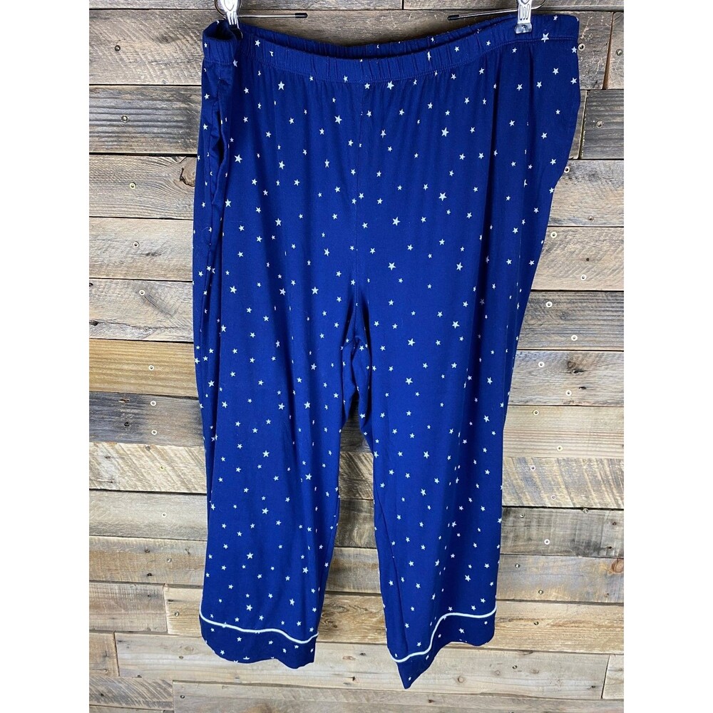 Joyspun Women's Plus Sz 3X Sleepwear Set Navy Blue Star Print Polyester - Picture 13 of 16